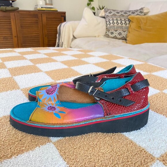 SOLETECH BLUE SOUTH WESTERN RETRO MULTICOLOR SHOES SNEAKERS SIZE 4.5 - Picture 1 of 6